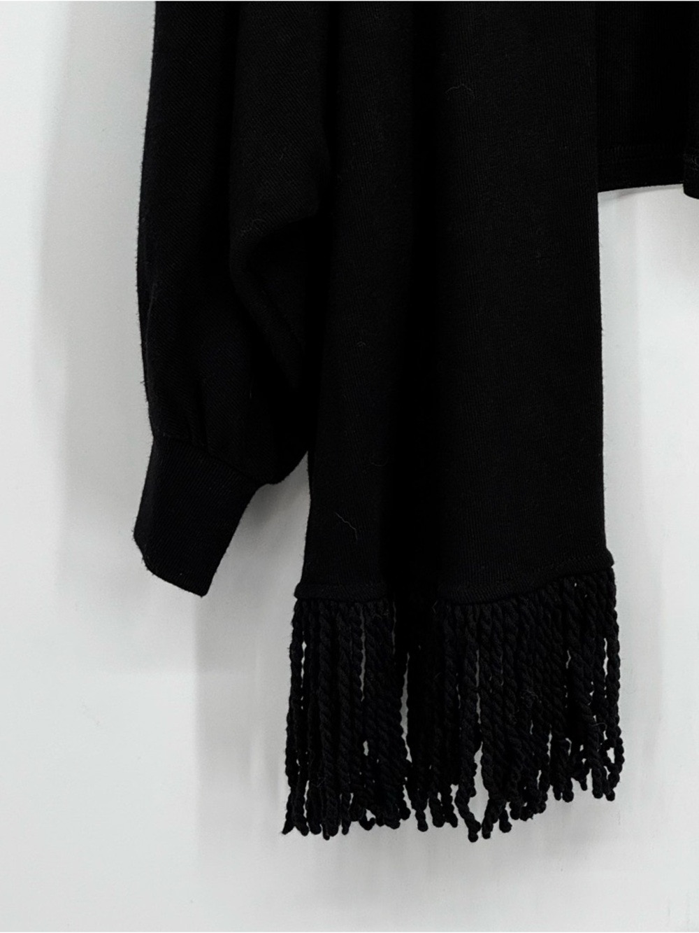 NETS Coco + Carmen One Size Black Cardigan w Fringe and Dolman Sleeves - Picture 7 of 15